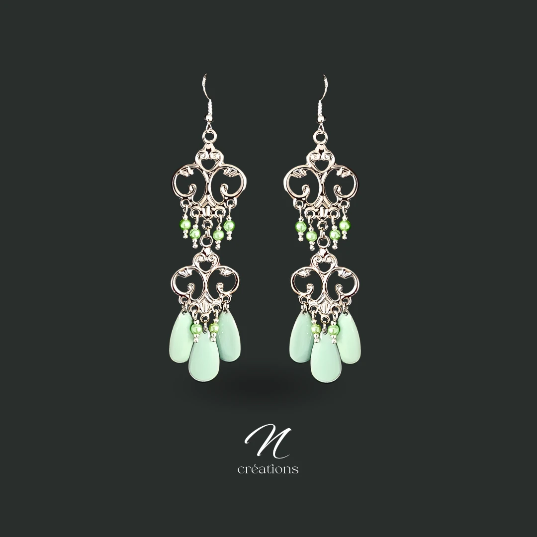 Boucles d'oreilles chandeliers argentées 9cm