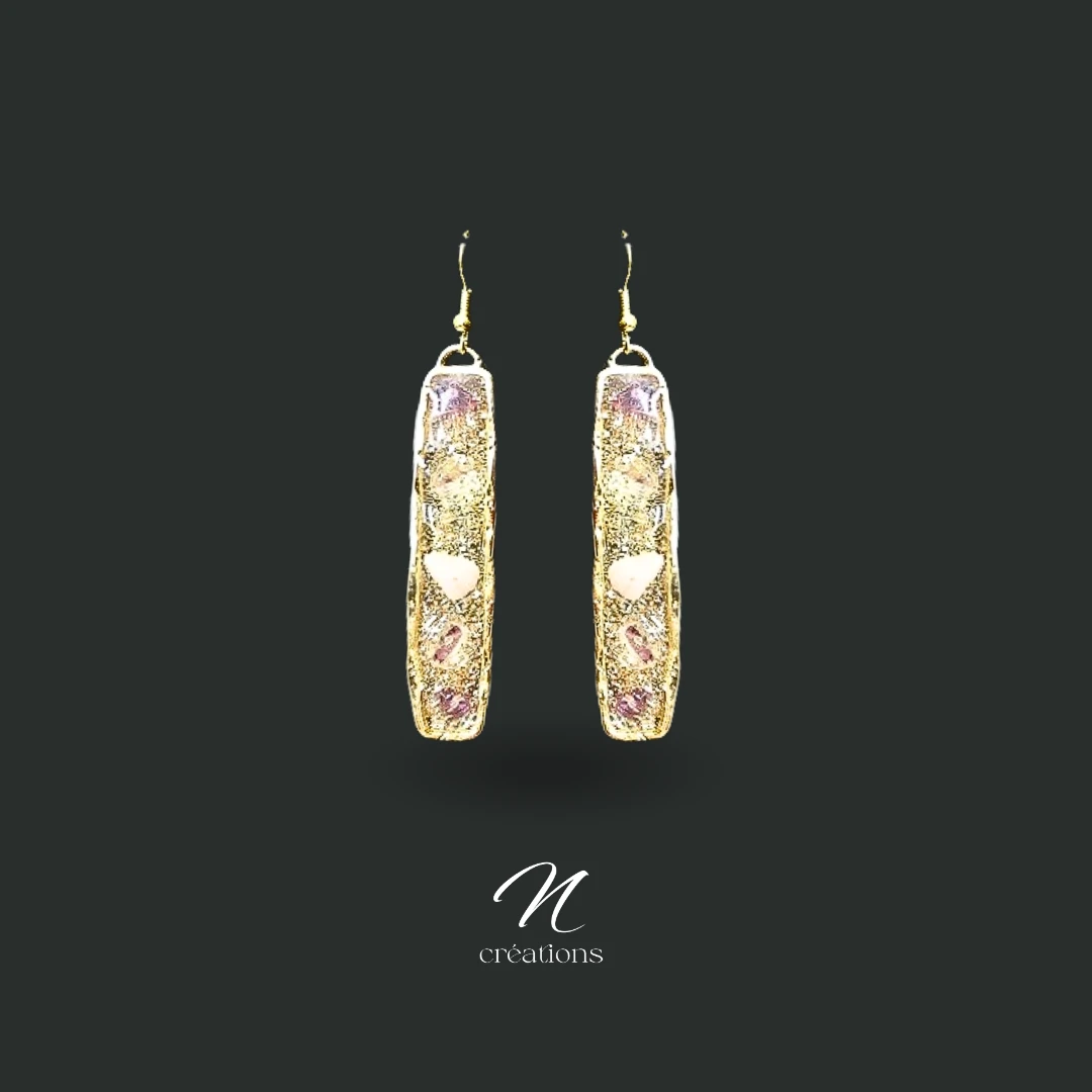 Boucles d'oreilles Fluorite Quartz rose