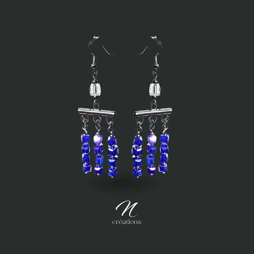 Boucles d'oreilles Bohême cristal bleu