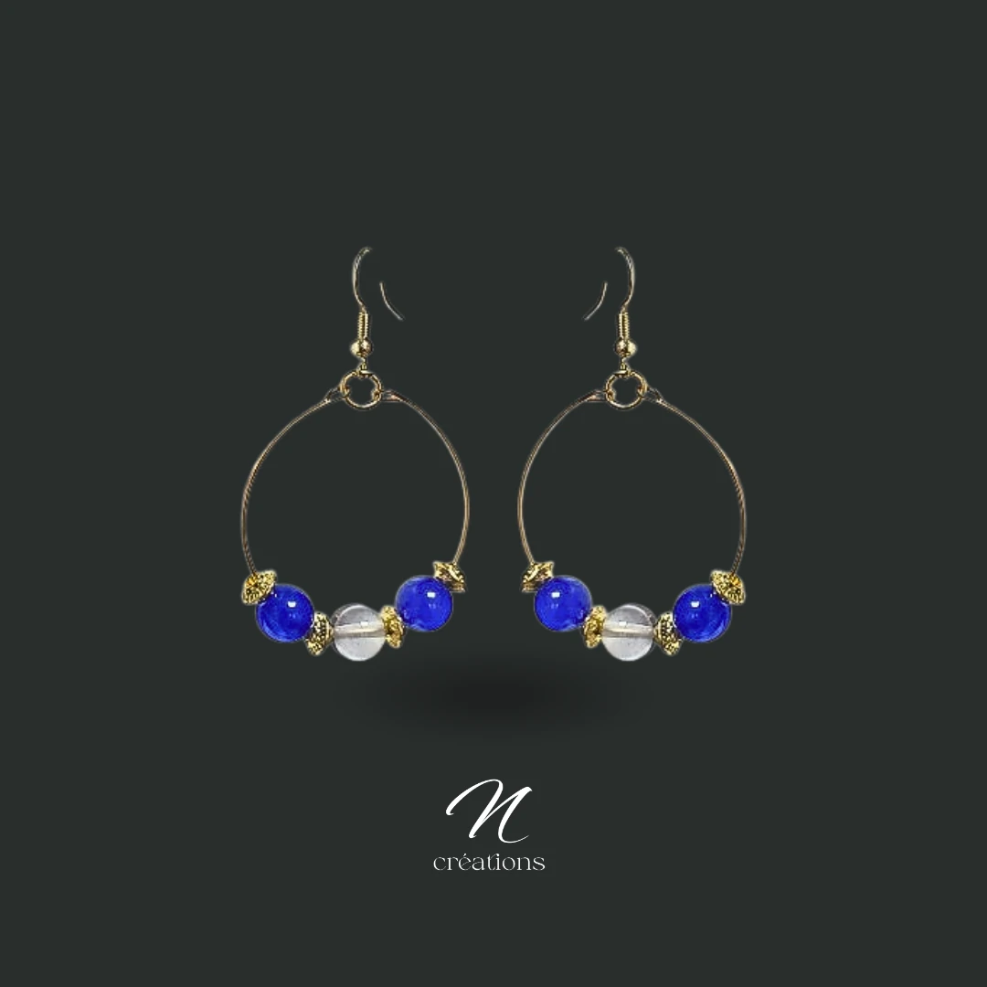 Créoles Perles Verre Bleu