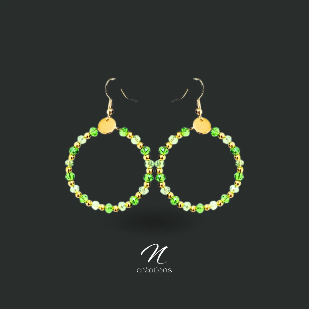 Créoles toupies vert émeraude