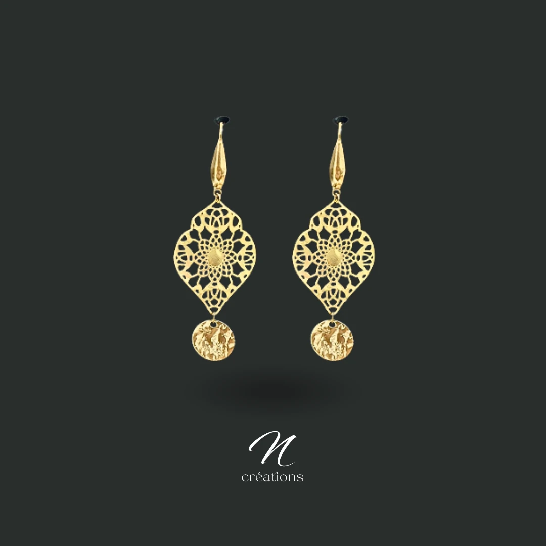 Boucles Bohême losanges dorés