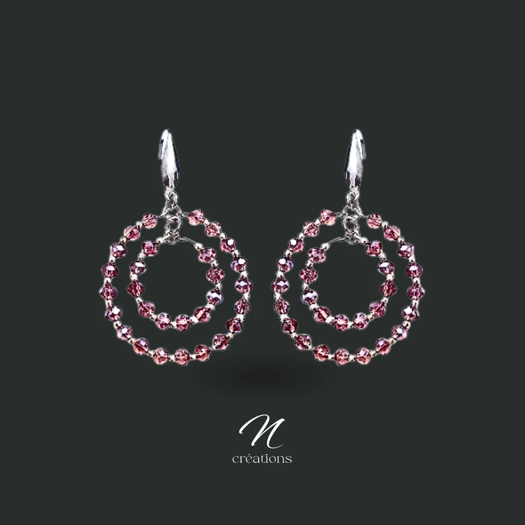 Doubles créoles cristal pourpre