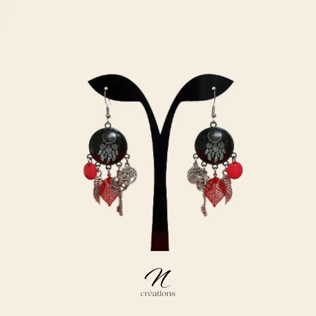 Boucles attrape-rêves cabochons noirs