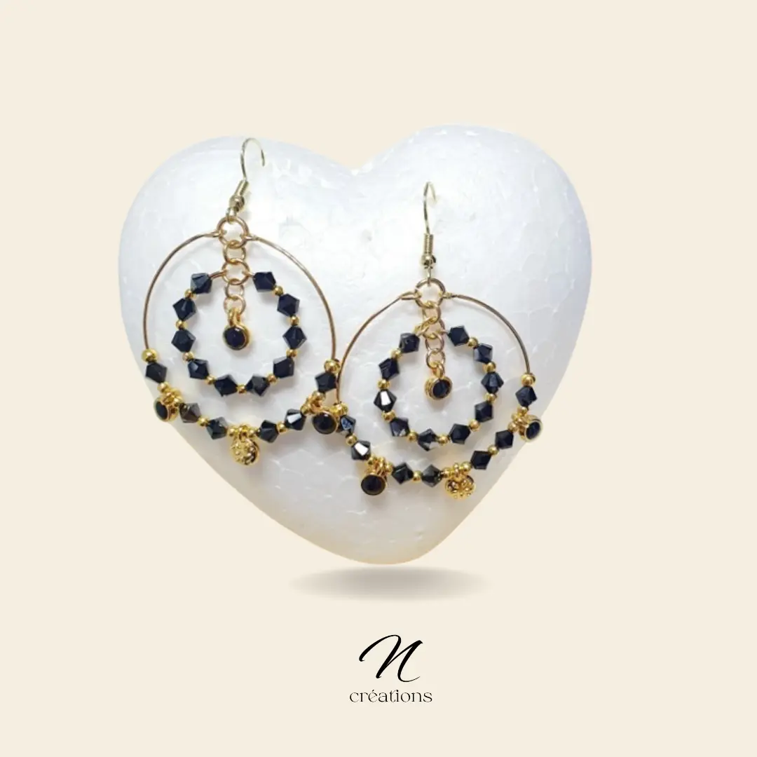 Doubles créoles noir et or