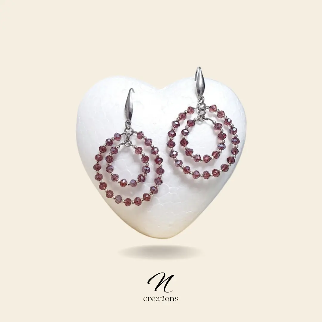 Doubles créoles cristal pourpre