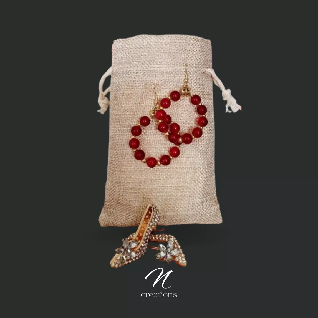 Créoles dorées rouge cerise