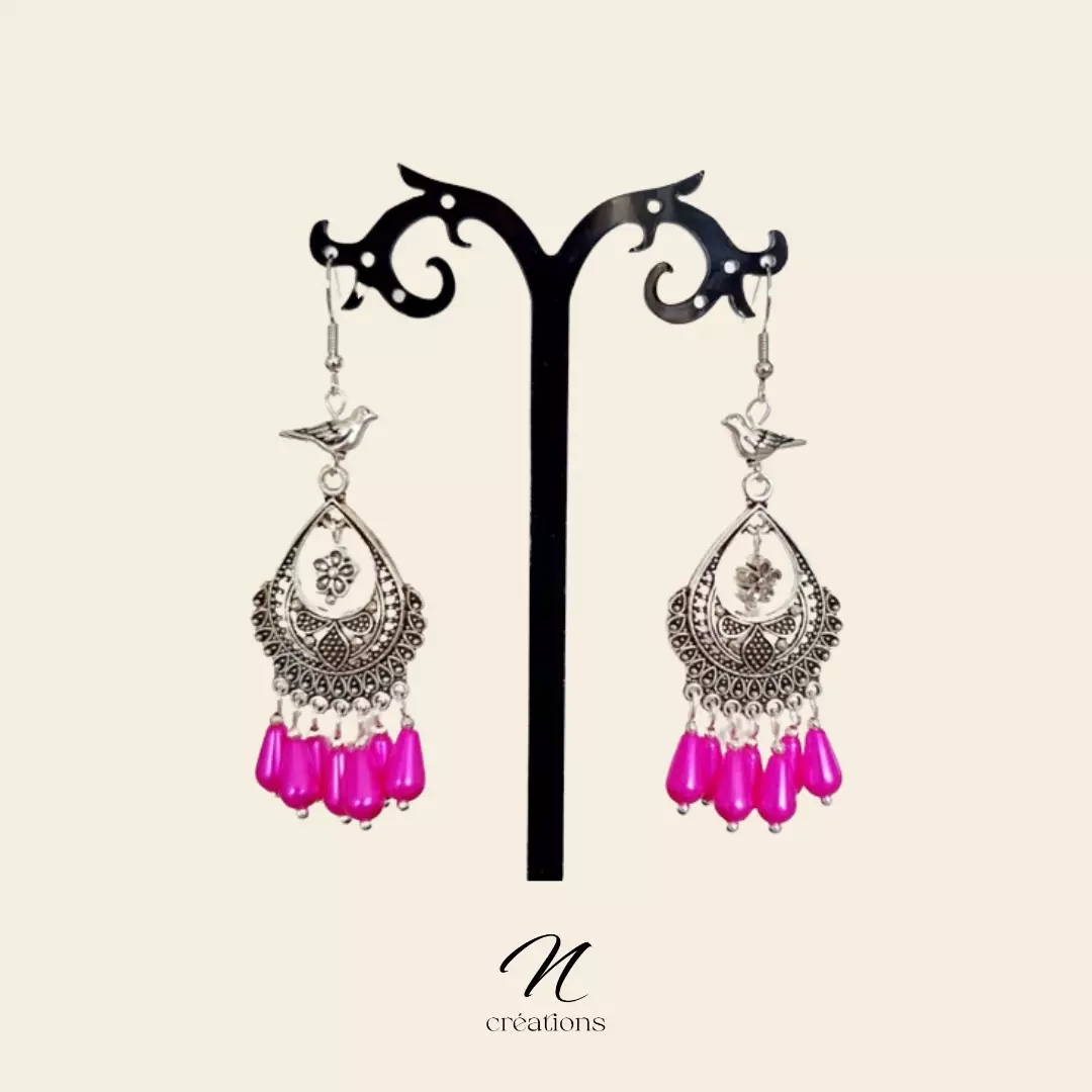 Boucles Bohême oiseaux fleurs