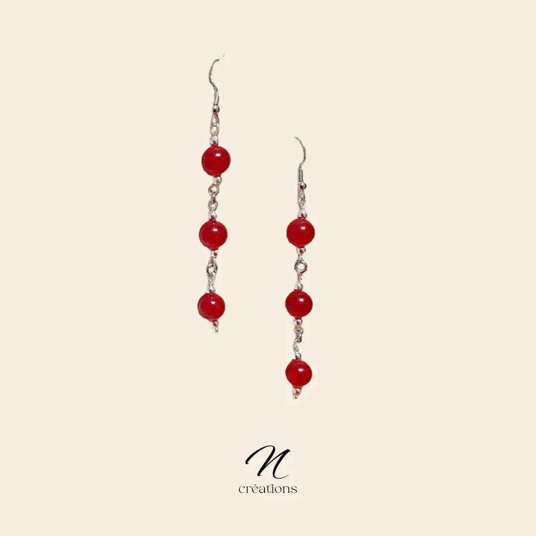 Boucles Perles Rouge Rubis