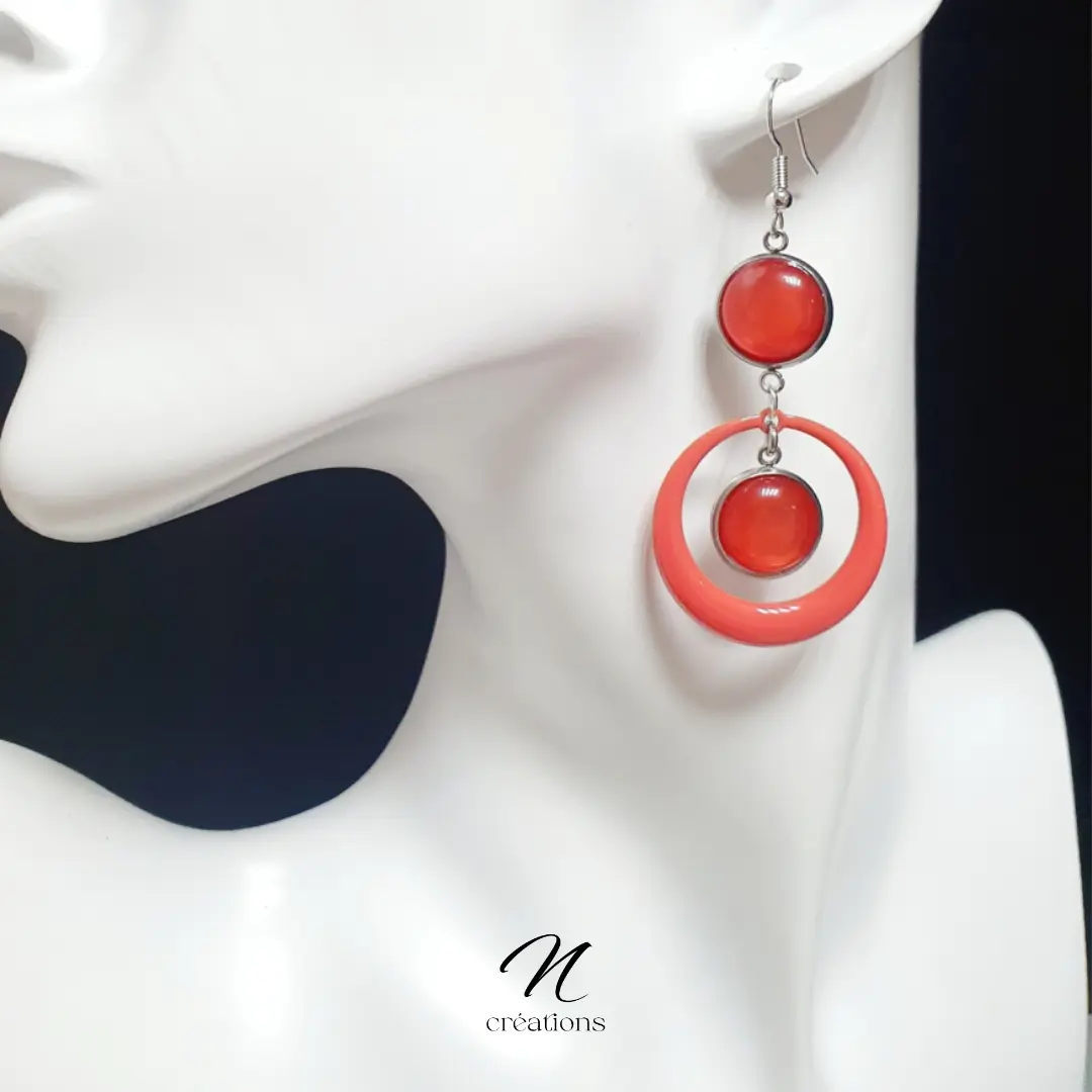 Créoles émail corail Polaris