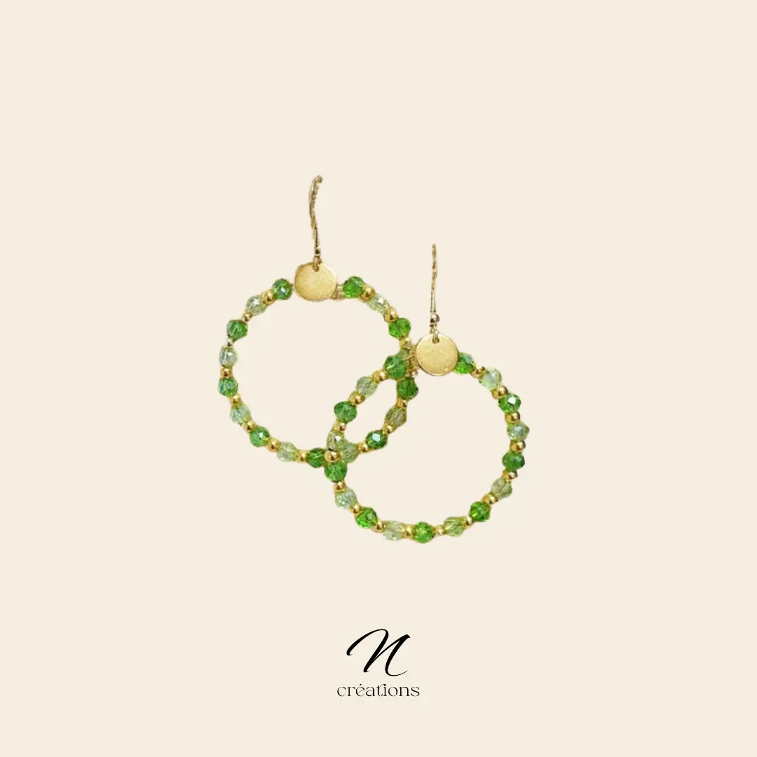 Créoles toupies vert émeraude