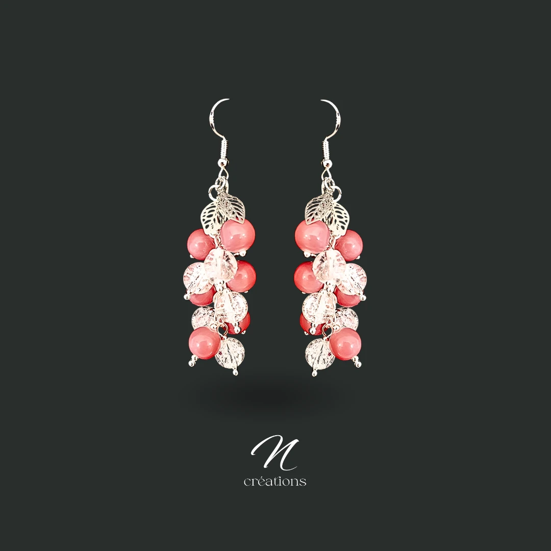 Boucles grappes perles craquelées