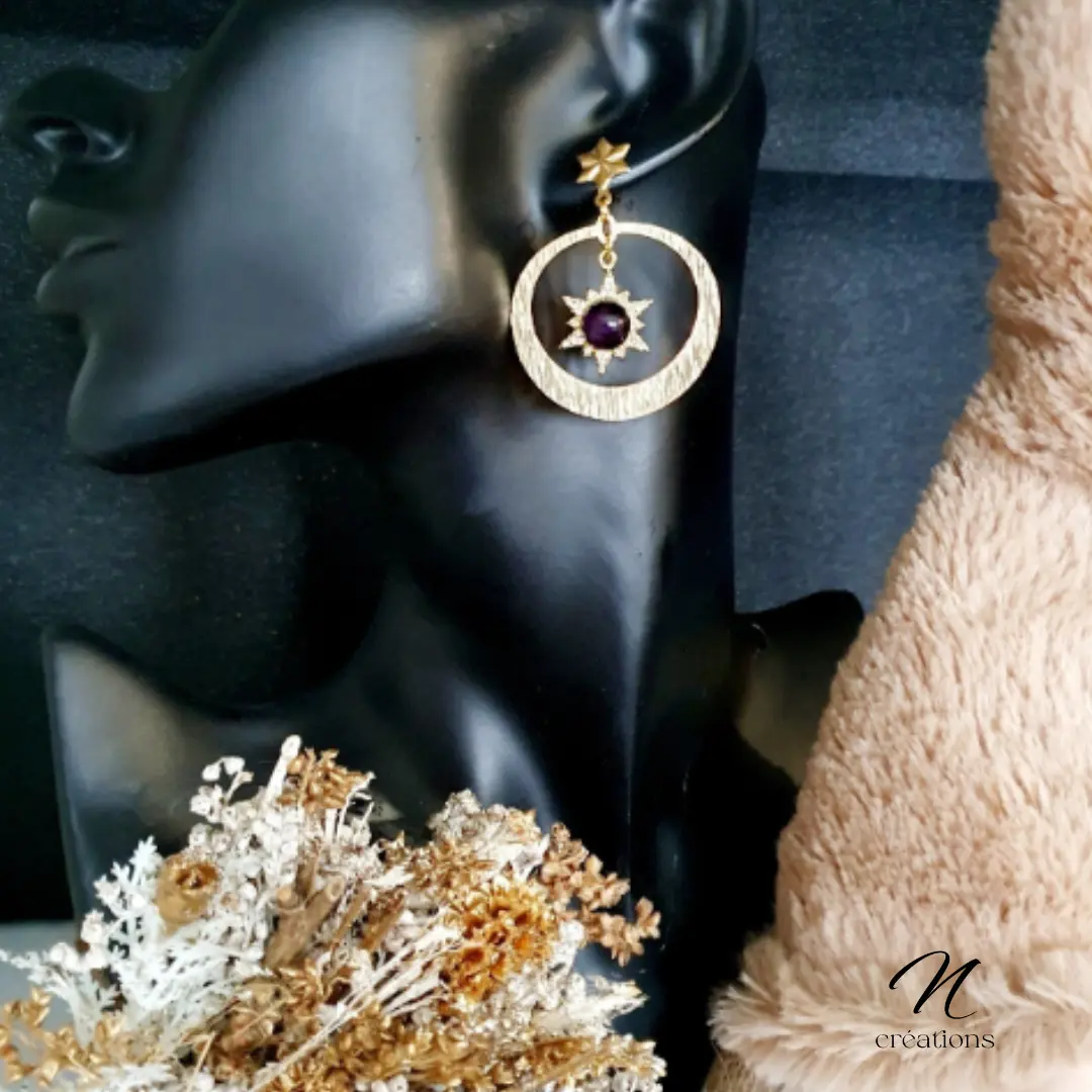 Boucles d'Oreilles Boutons Étoiles Dorées