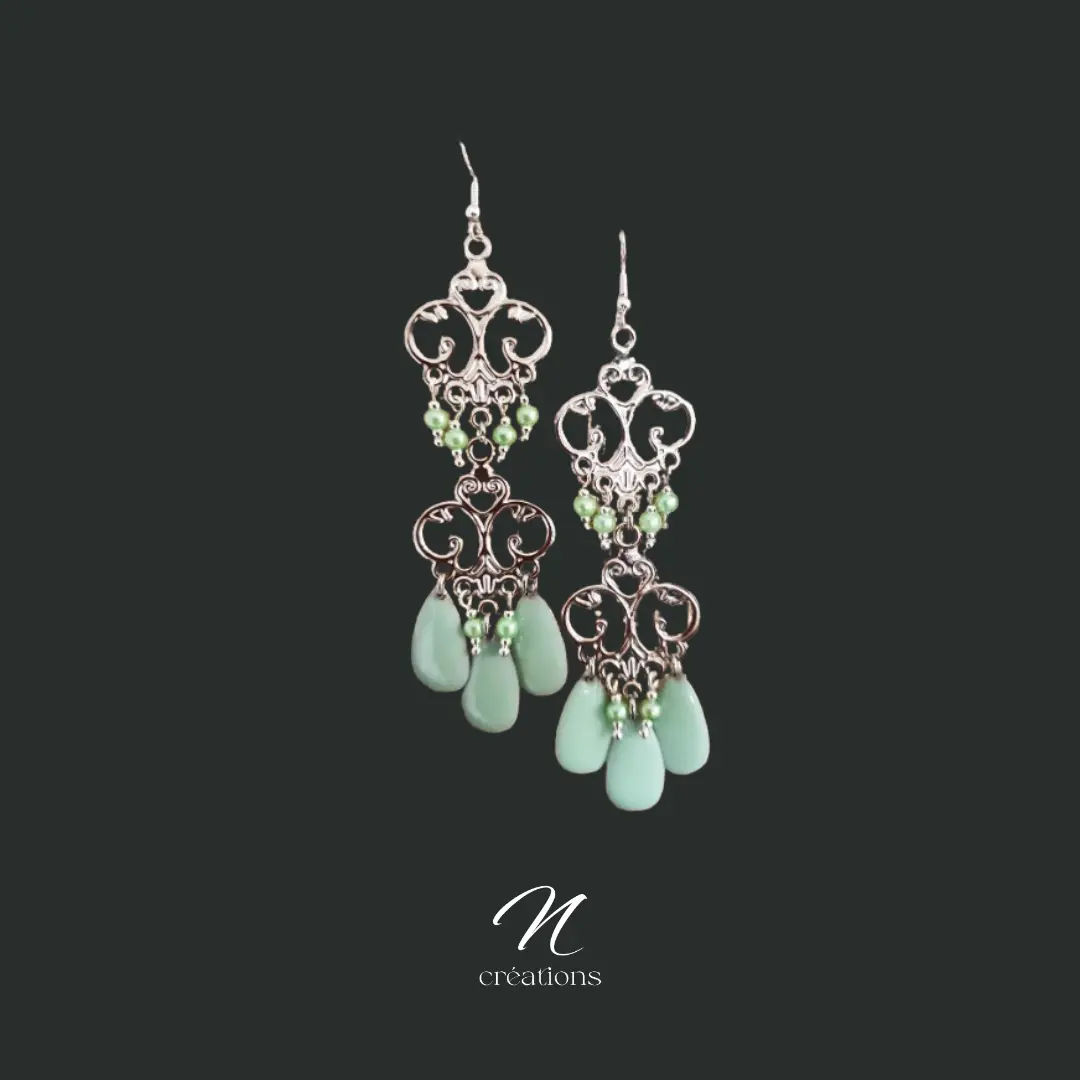 Boucles d'oreilles chandeliers argentées 9cm