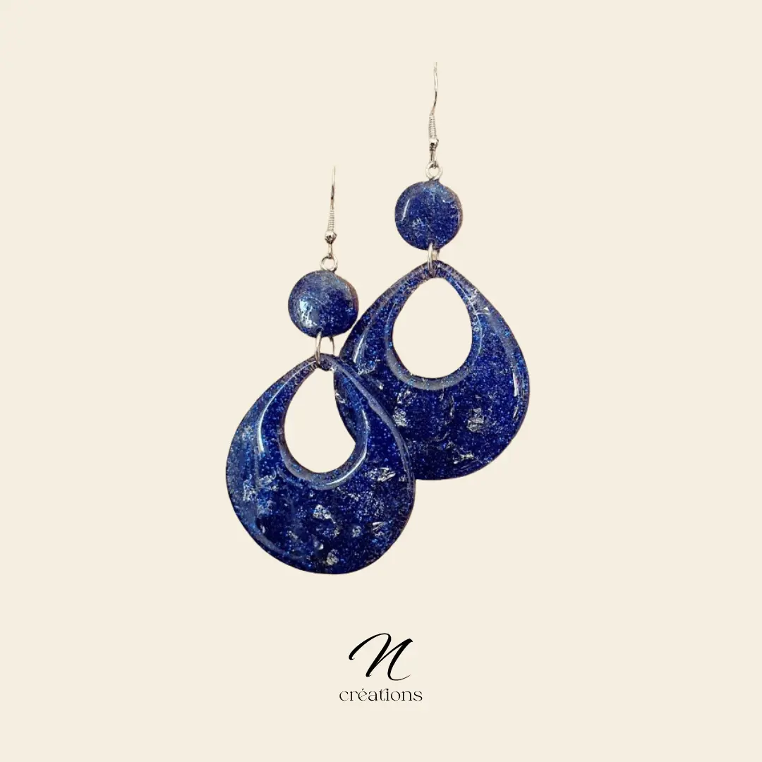 Boucles d'oreilles gouttes bleues