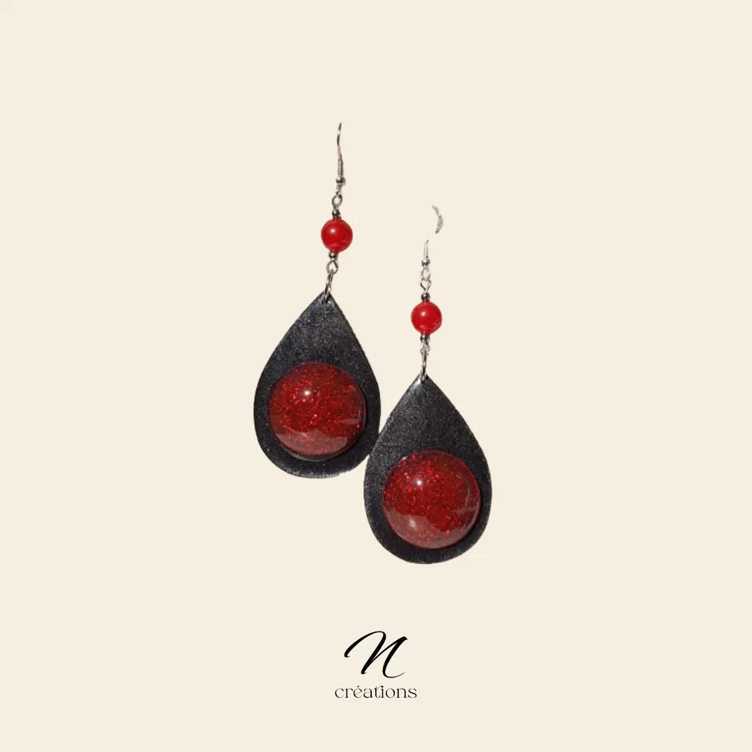 Boucles d'oreilles gouttes rouges