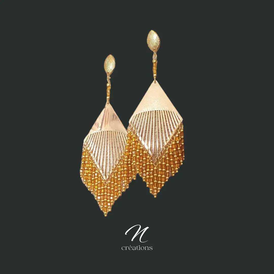 Boucles d'oreilles dorées cristal ambre