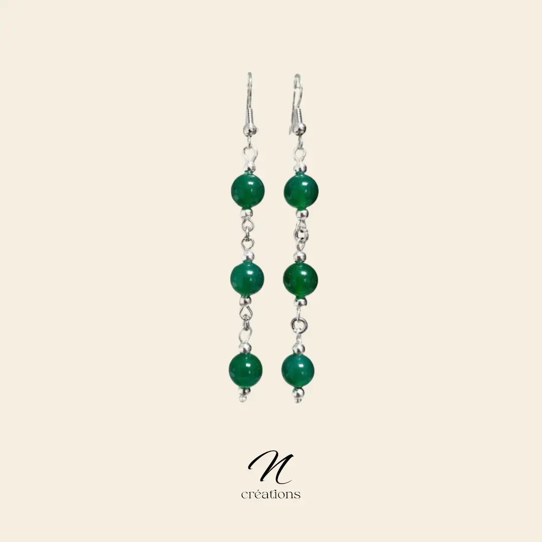 Longues Boucles Perles Vert