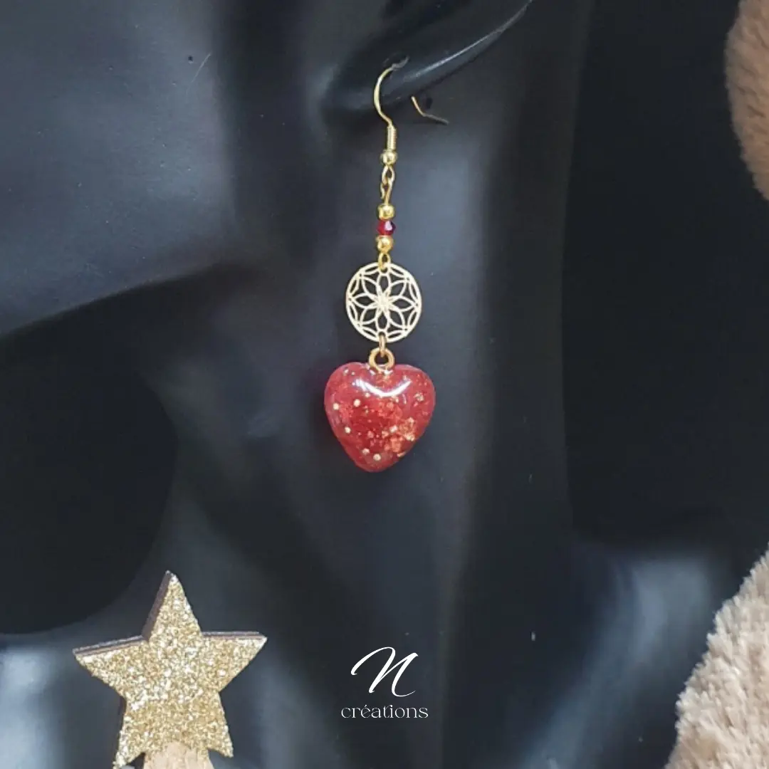 Boucles Cœurs Bombés Résine