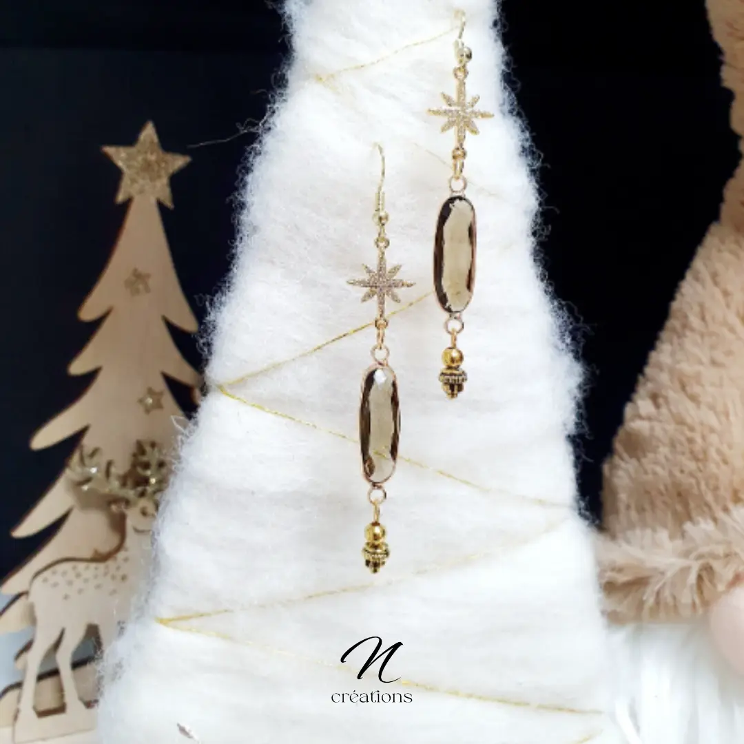 Boucles d'Oreilles Cristal Fumé