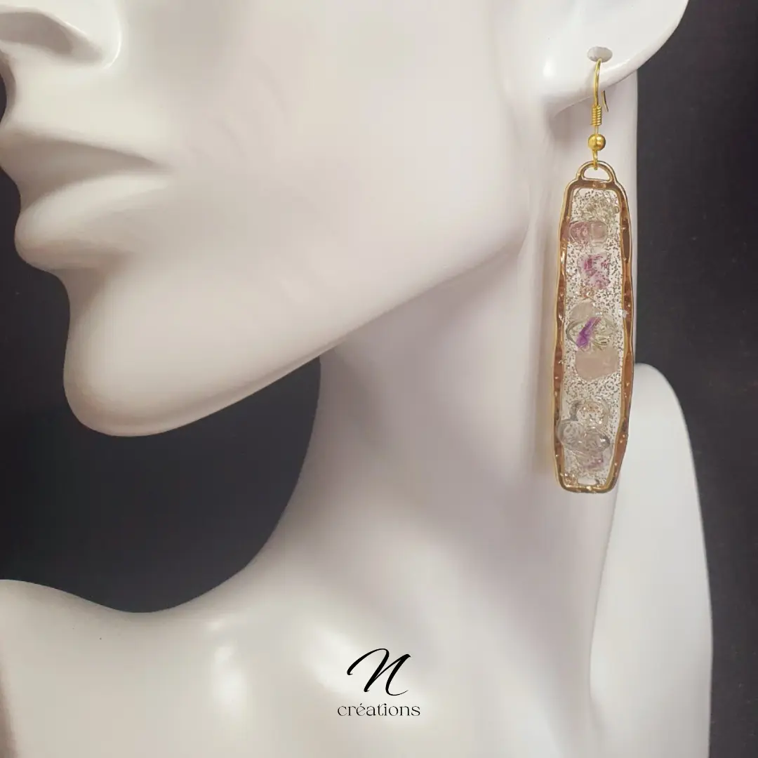 Boucles d'oreilles Fluorite Quartz rose