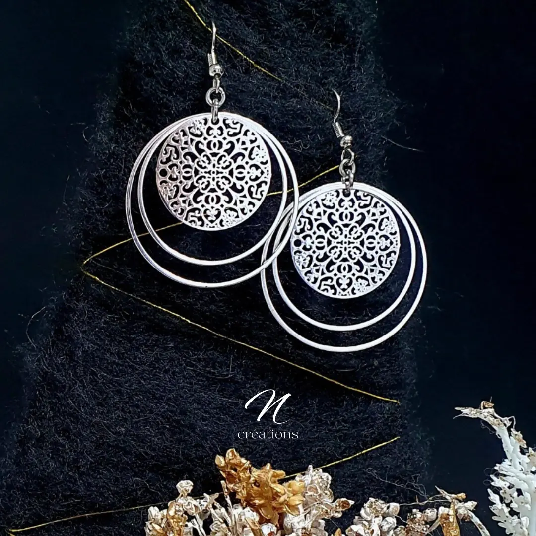 Double Créoles Argentées Filigranes