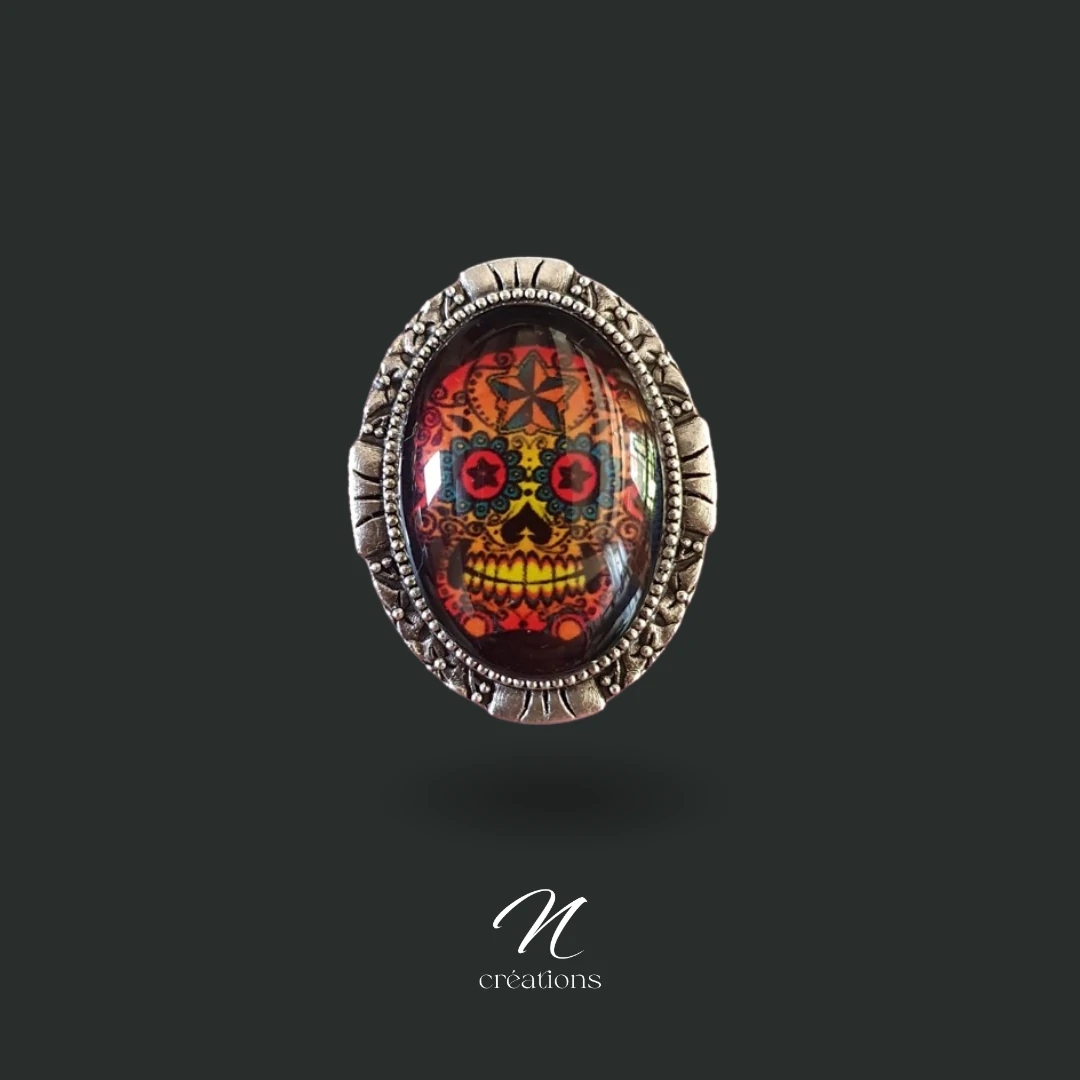 Bague tête de mort orangée