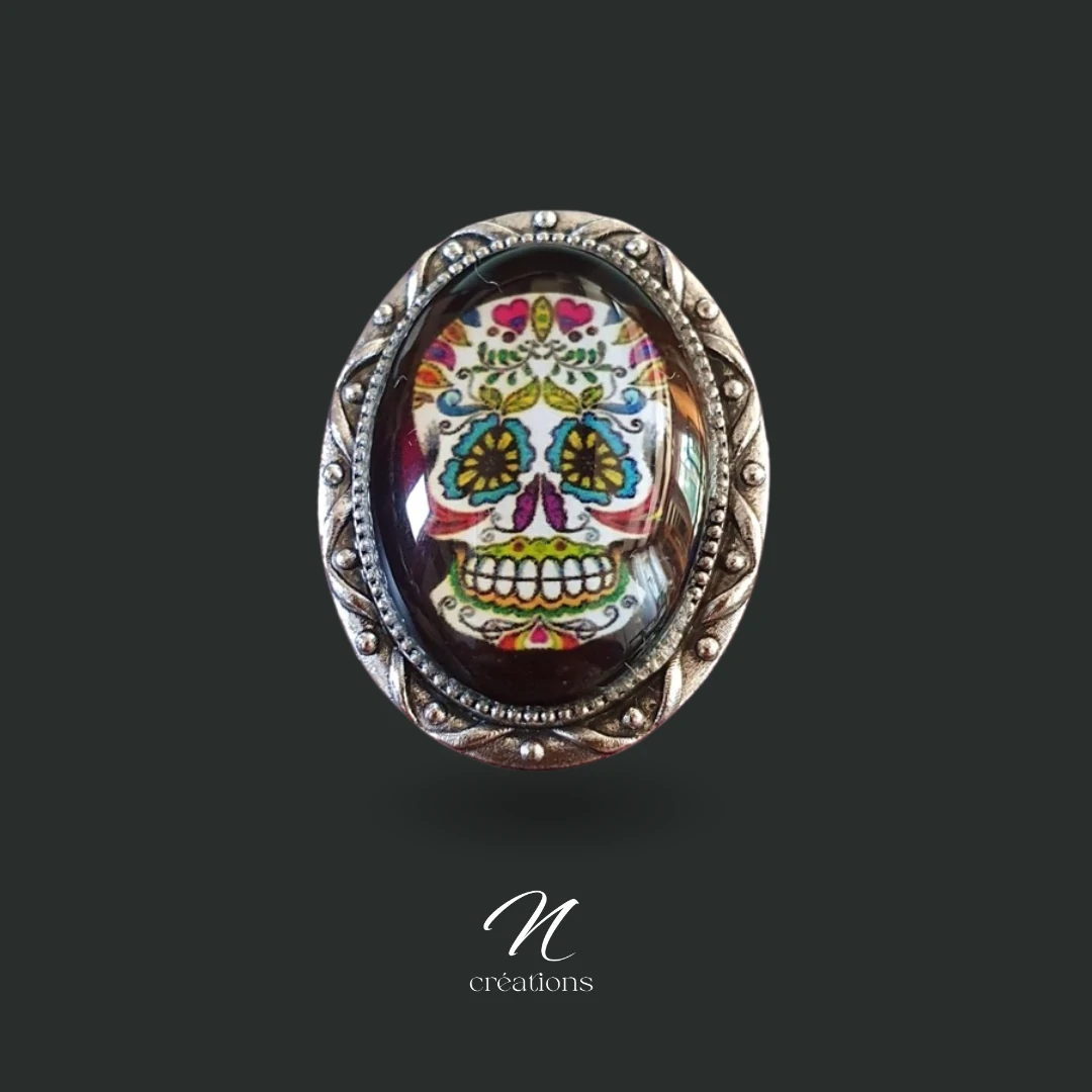 Bague tête de mort multicolore