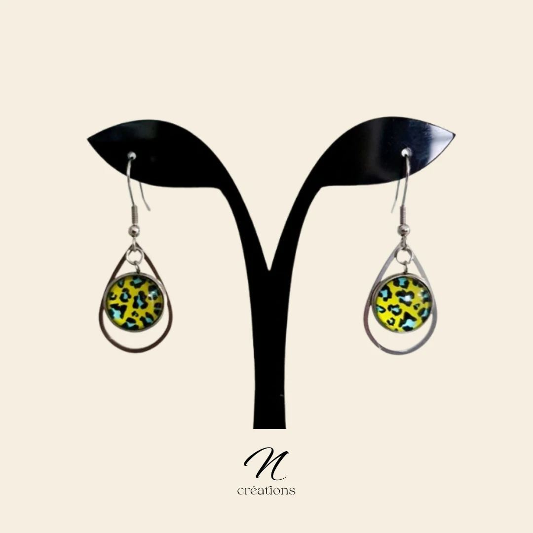 Boucles gouttes léopard jaune
