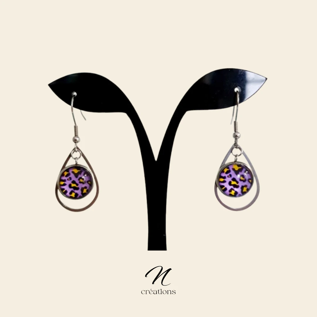 Boucles gouttes motif léopard