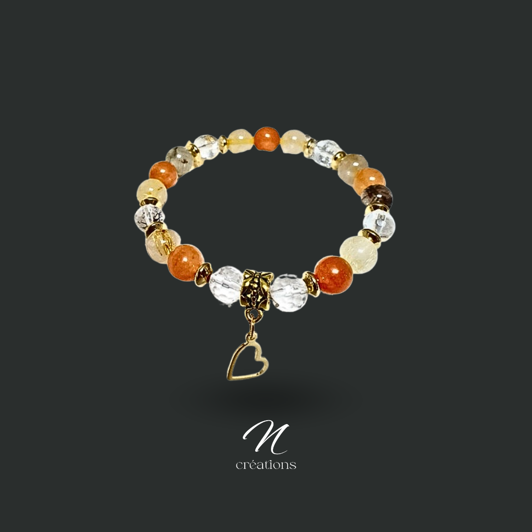 Bracelet Quartz Rutile et Cristal de Roche