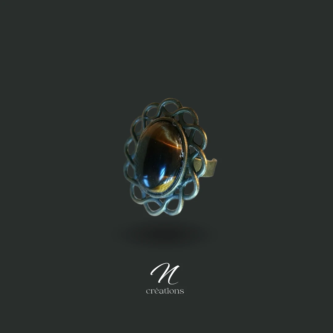 Bague ajustable œil de tigre