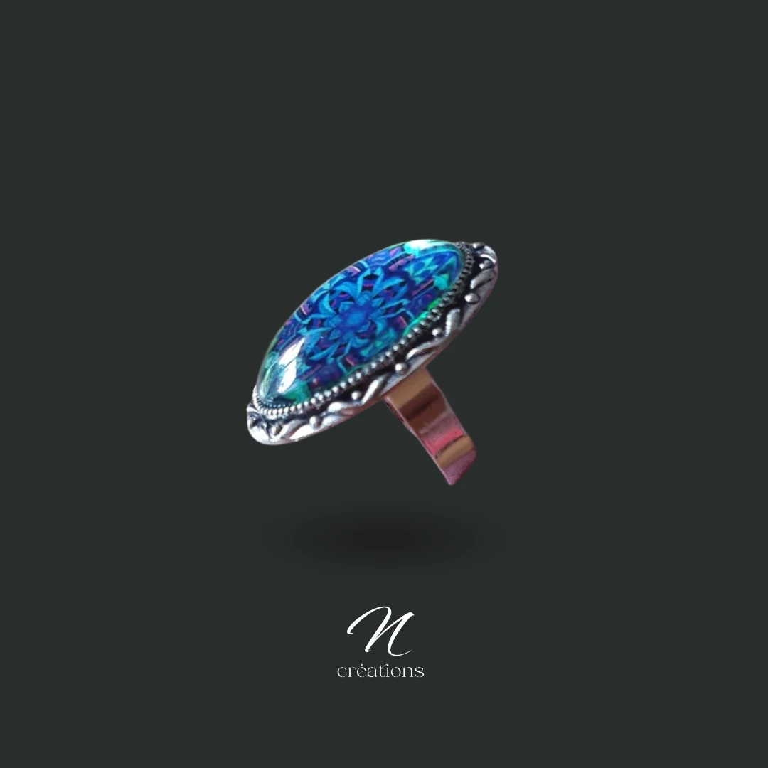 Bague ovale turquoise ajustable