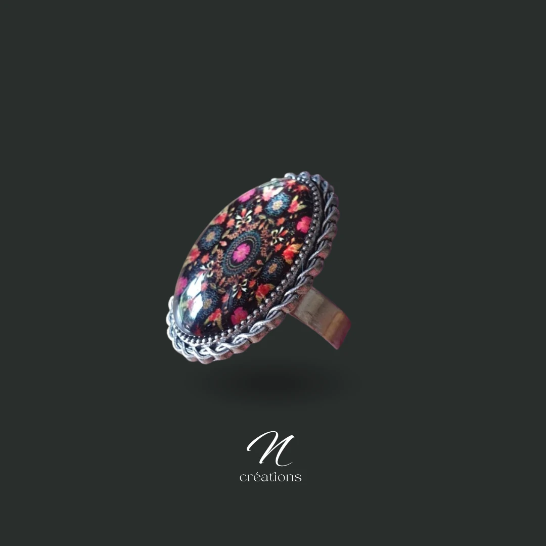 Bague ovale ajustable en acier inoxydable de 3 cm x 2,5 cm