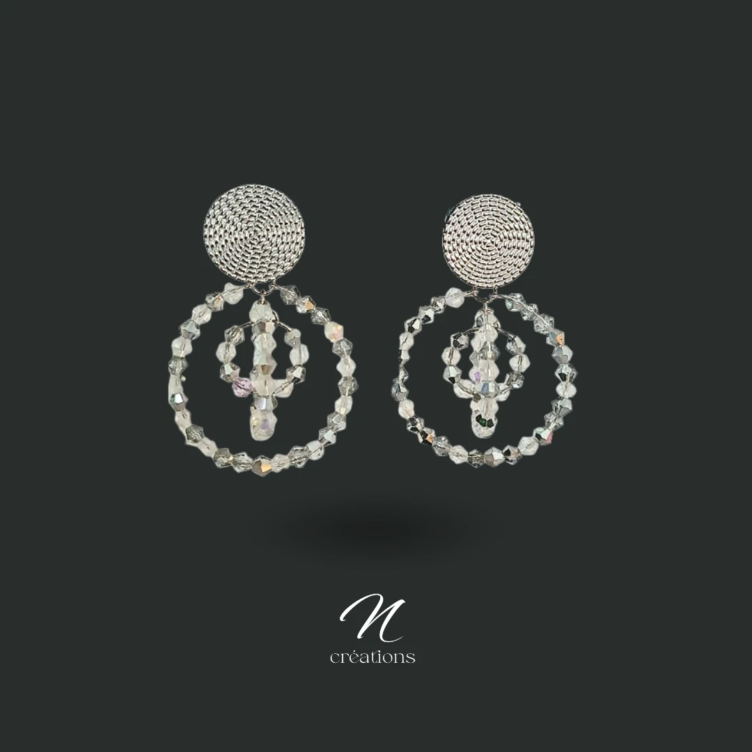 Triples Créoles cristal argenté