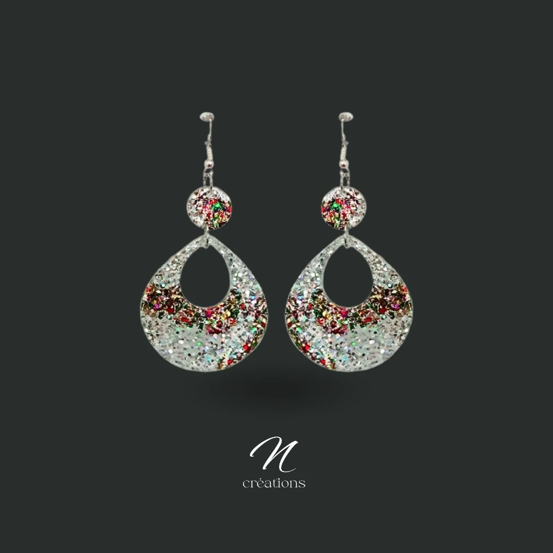 Boucles d'Oreilles Gouttes Paillettes Multicolores