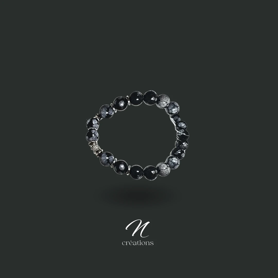 Bracelet Obsidienne Flocon de Neige