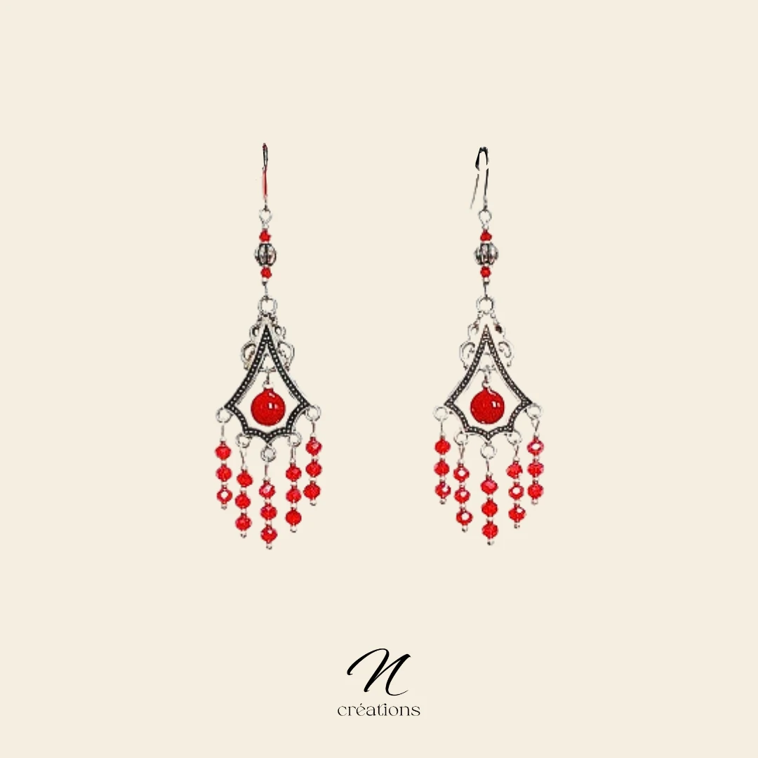 Boucles d’oreilles chandeliers rouges