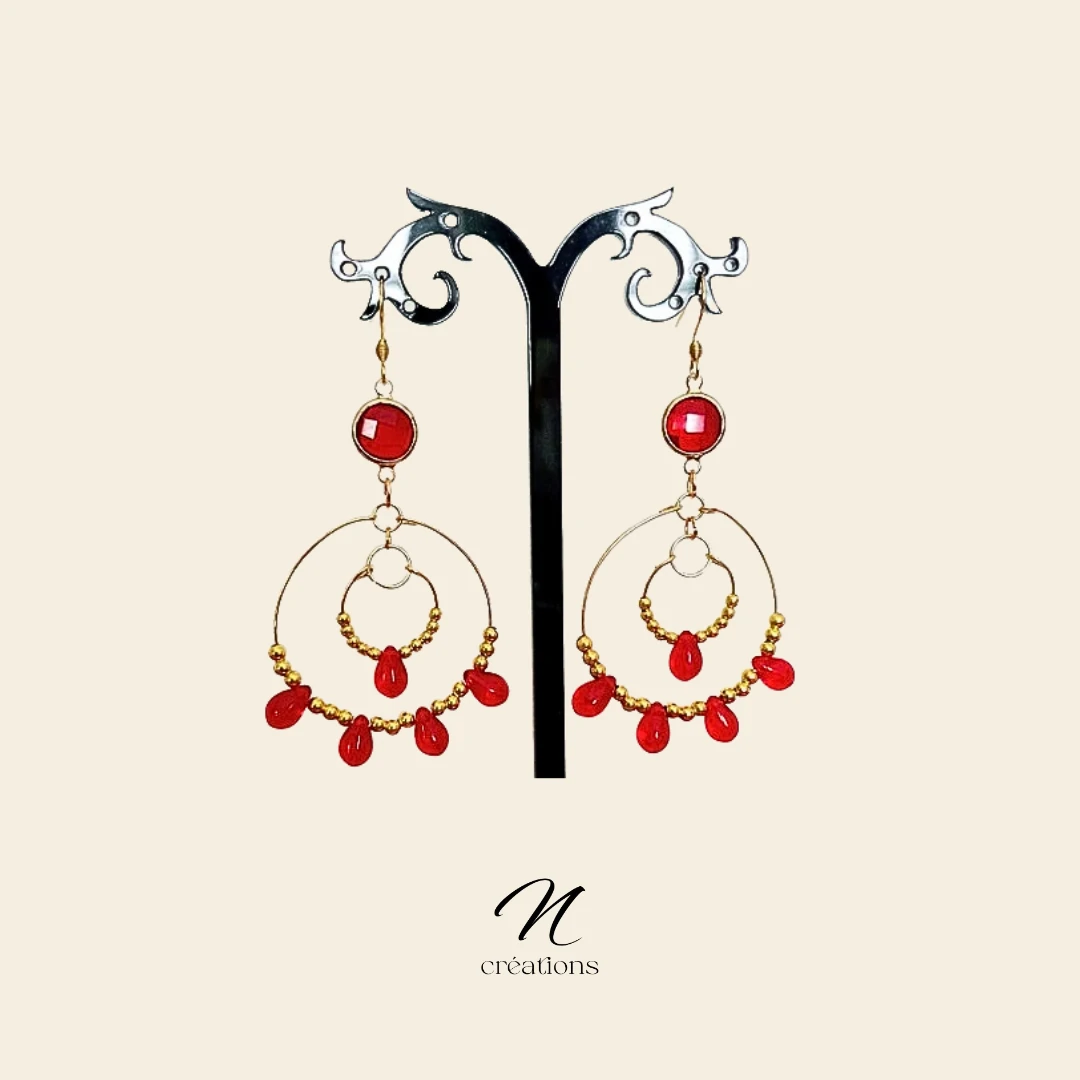 Créoles rouge intense