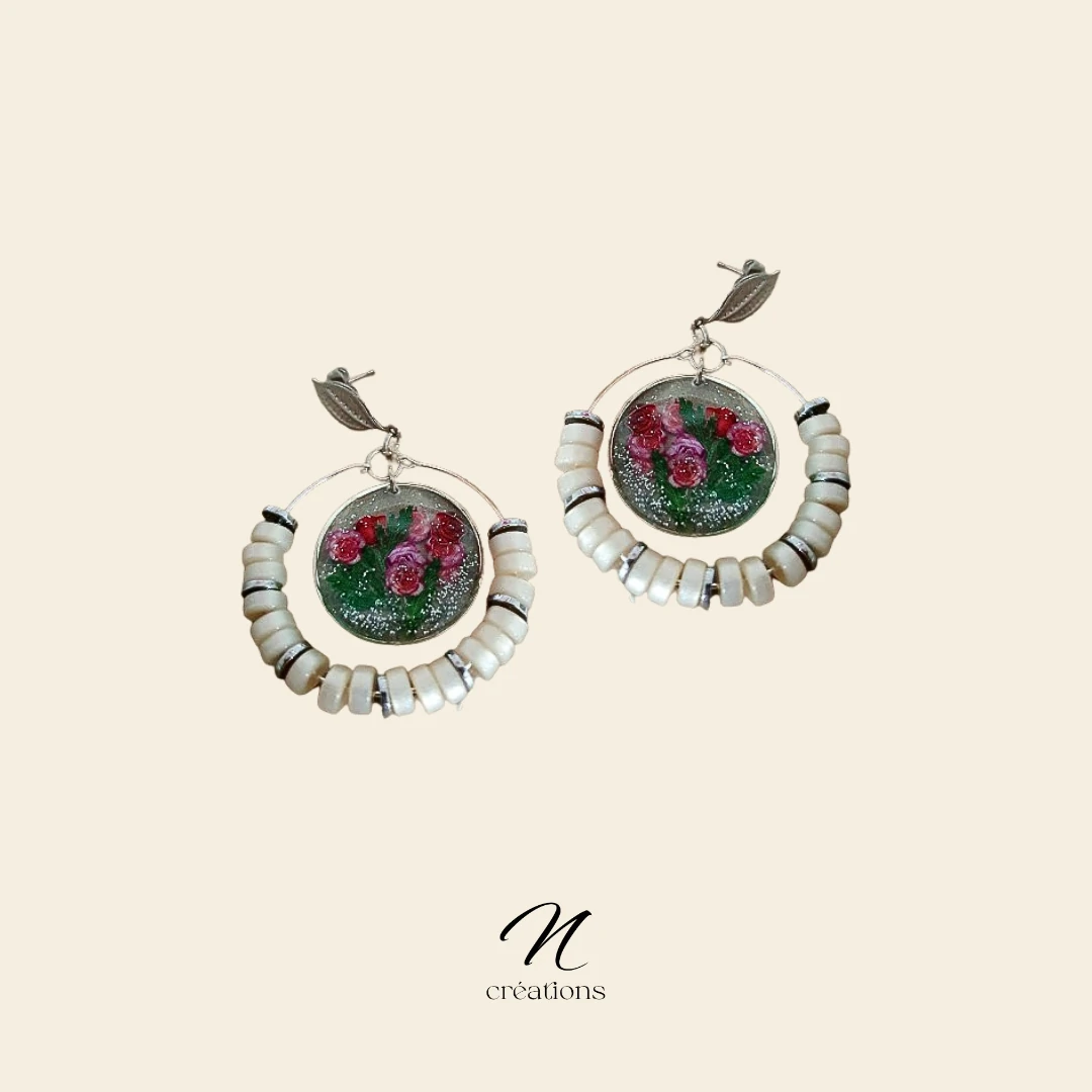 Boucles d'Oreilles Bouquets de Roses