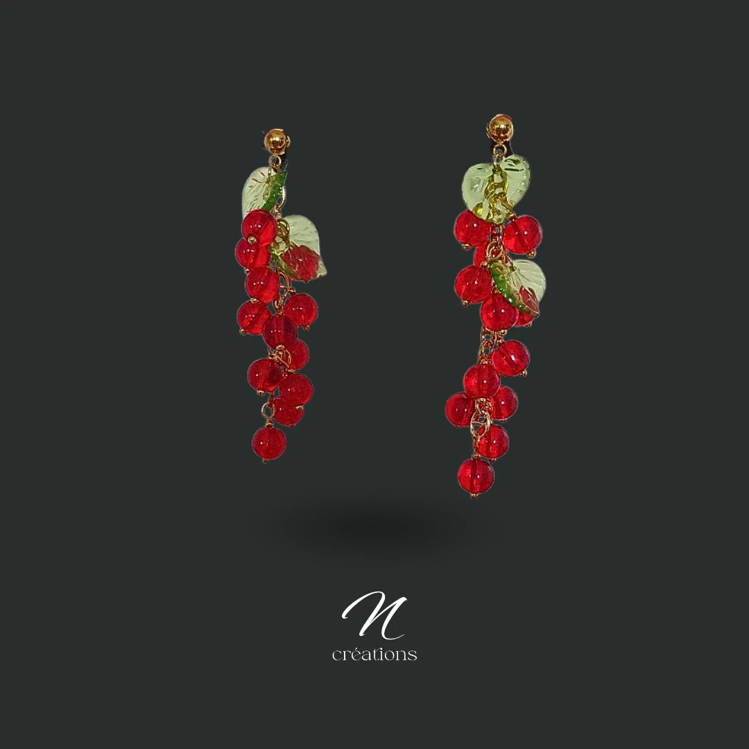 Boucles d’oreilles Grappes Groseilles