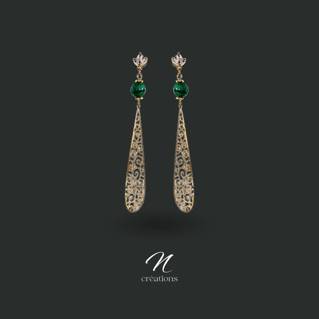 Boucles d'Oreilles Malachite