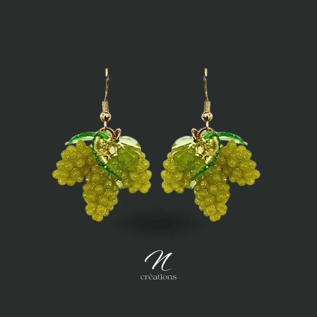 Boucles d’Oreilles Raisin Vert