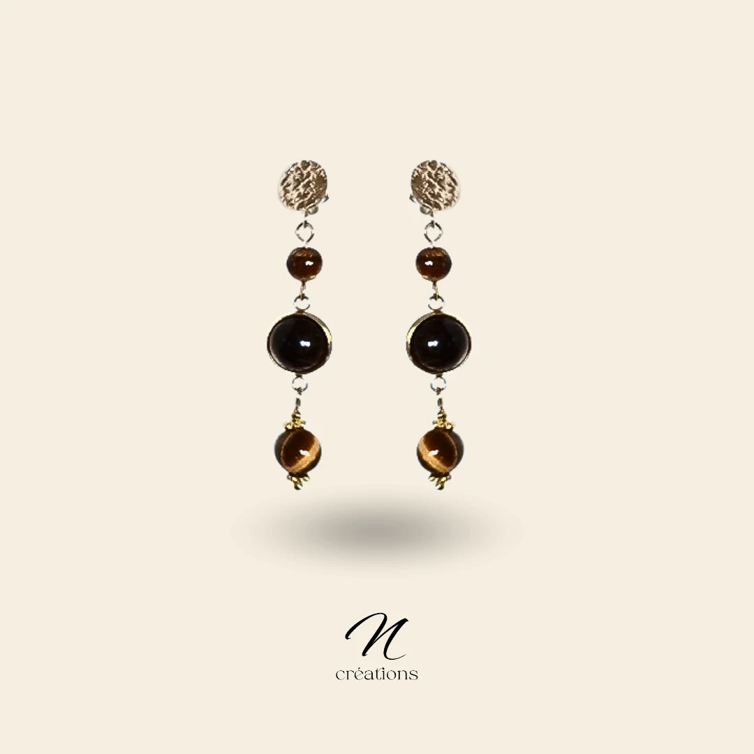Boucles d’Oreilles Œil de Tigre