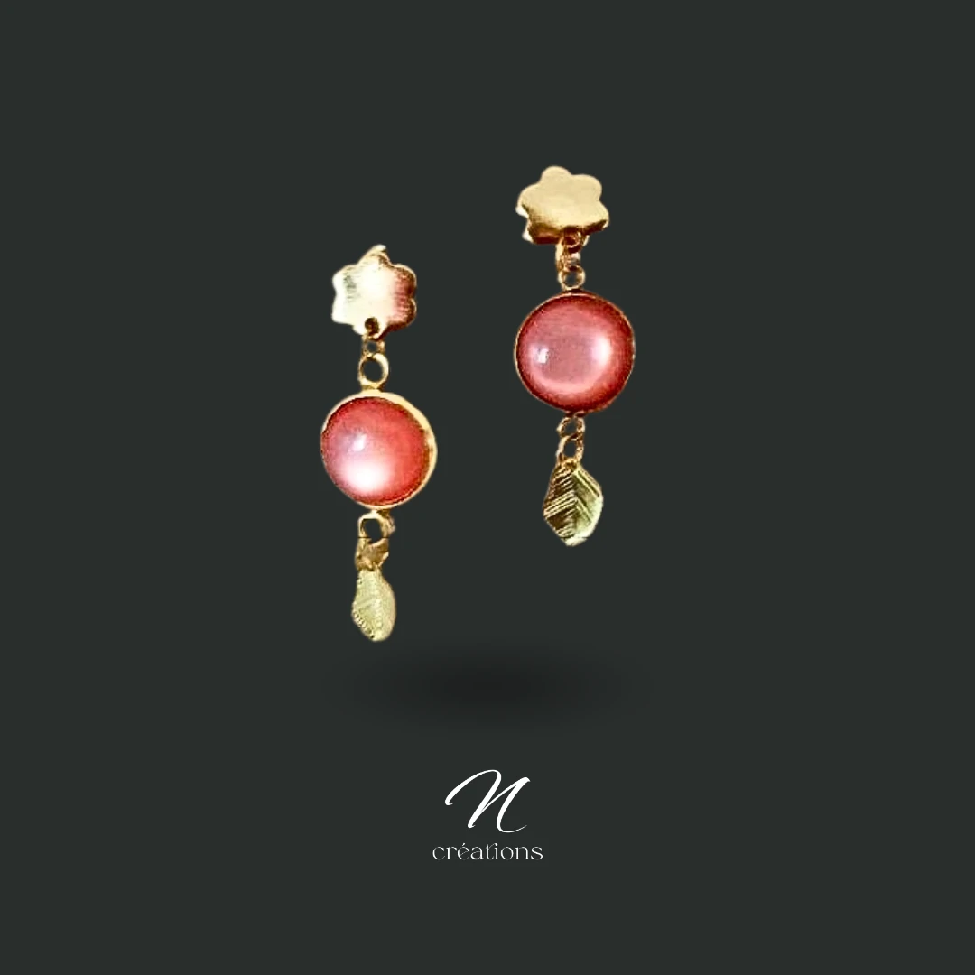 Boucles d’oreilles Polaris Rose Corail Fleur