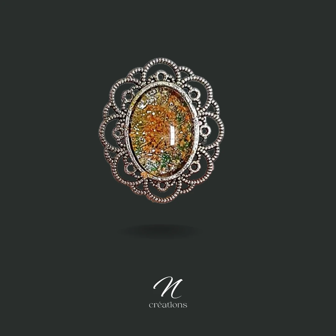 Bague fleurs séchées jaunes