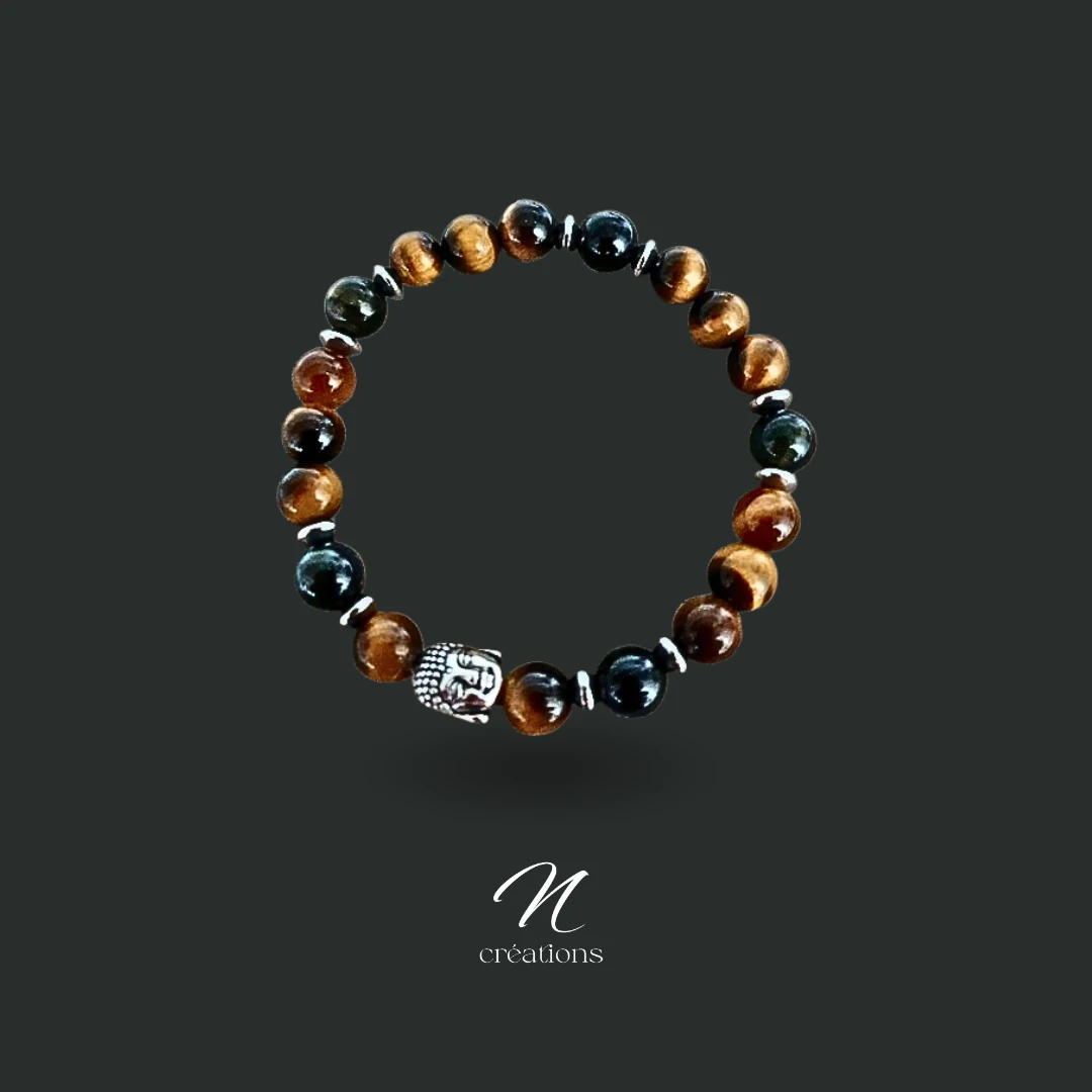 Bracelet Œil de Tigre et Œil de Faucon