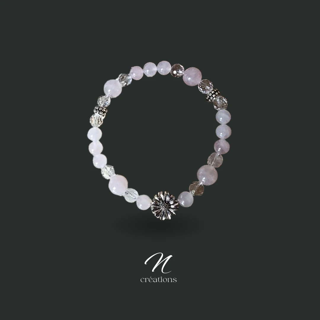Bracelet perles Quartz Rose