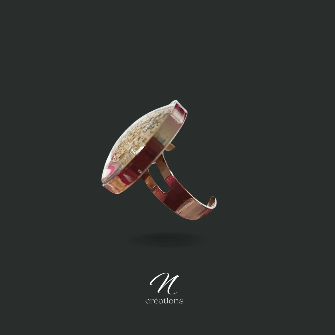 Bague fleurs séchées blanches