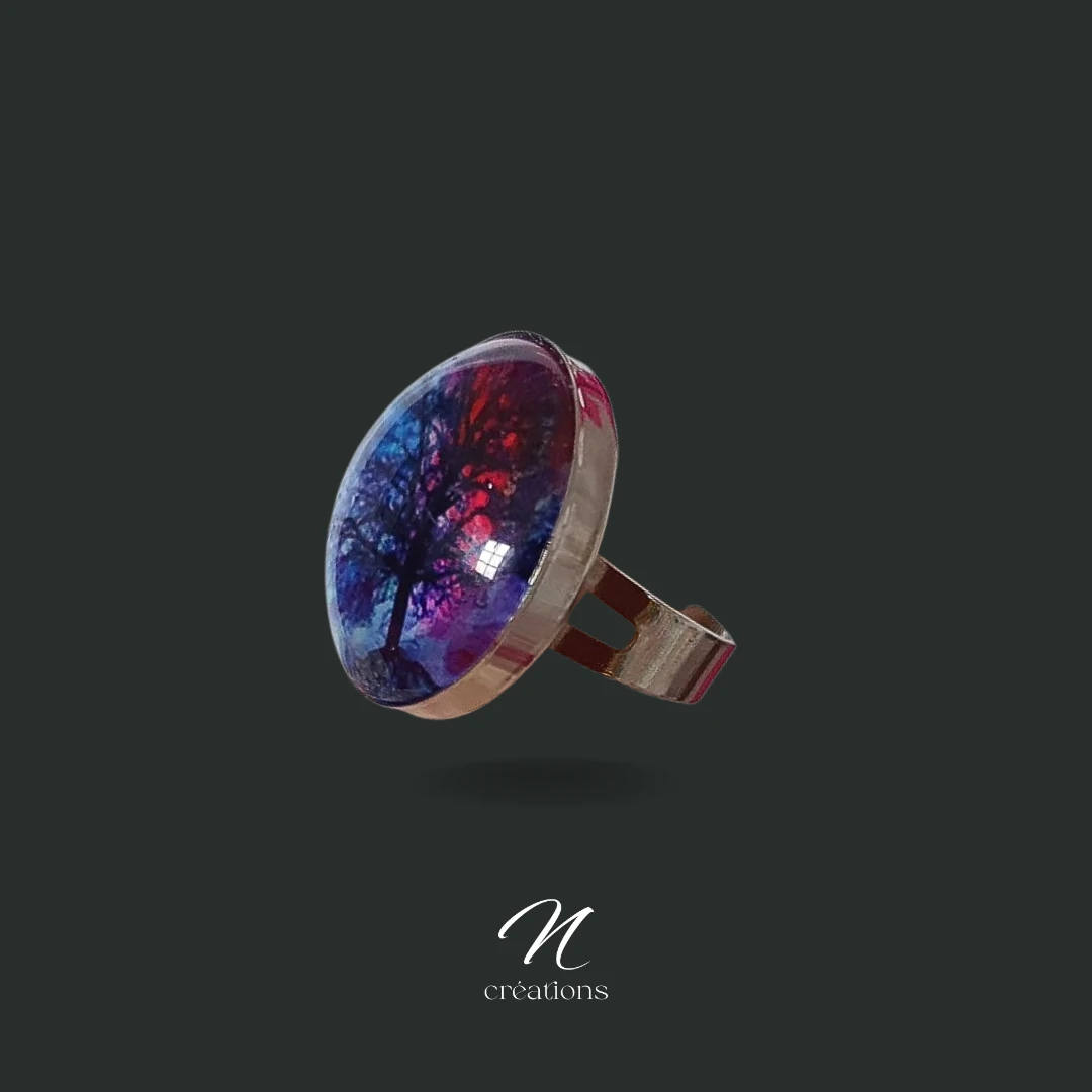 Bague arbre de vie bleu